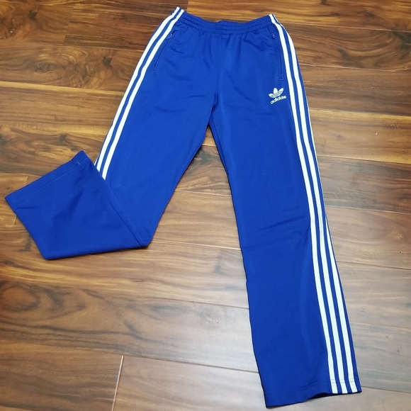 adidas Bottoms Adidas Girls Blue Track Pants 3white Stripe Sides